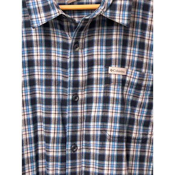 Columbia Men’s Large Button-Up Shirt Blue Plaid Long Sleeve Casual Outdoor - Picture 11 of 11